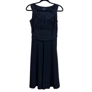 Ronni Nicole‎ Black Beaded Keyhole Cocktail Dress Petite 8P Sleeveless A-Line